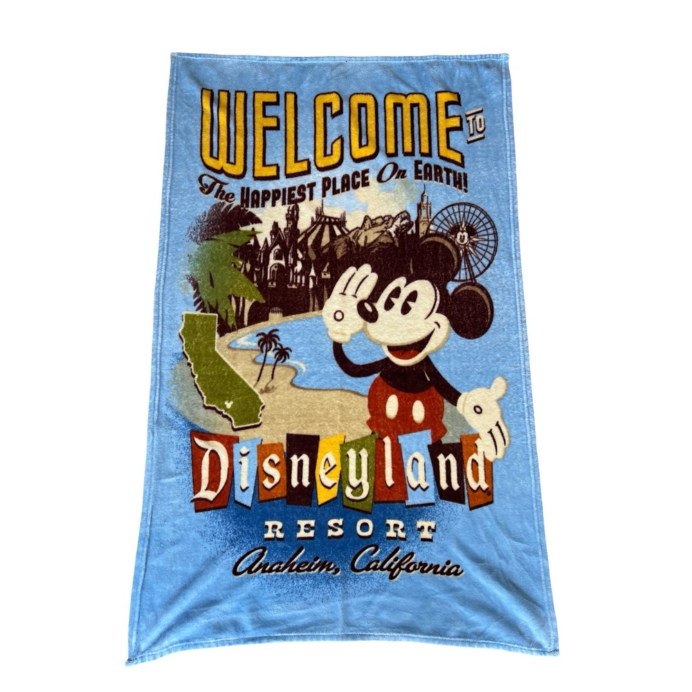 Disney Parks Disneyland Resort Mickey Mouse Soft Fleece Throw Blanket Blue 39x61